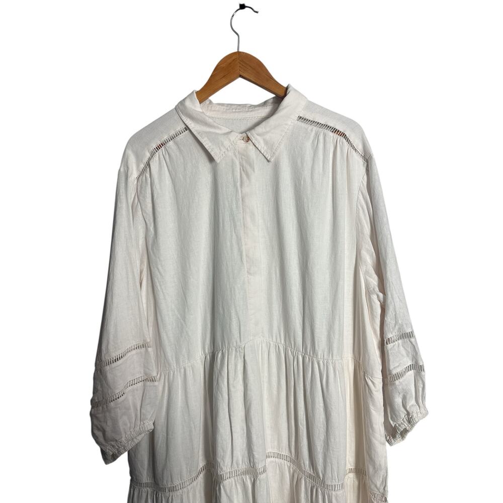 NWT Maeve Bettina Anthropologie Plus 2X Linen Blend
Tiered Mini Shirt Dress Lace - Picture 3 of 8